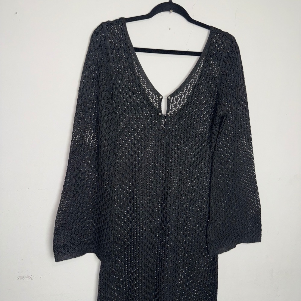 Commense V-Neck Crochet Open Knit Sheer Maxi Cover Up Dress Womens XL - Picture 14 of 16